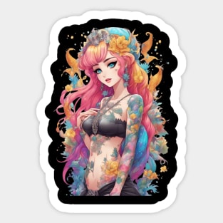 Ink Stains and Tears Emo Goth Anime Girl Sticker